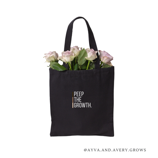 Peep the growth canvas tote