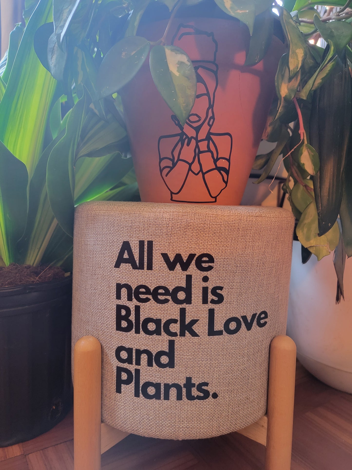 All we need is Black Love & Plants Plant Stool